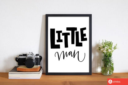 Little man black modern fine art print, framed childrens nursey wall art poster