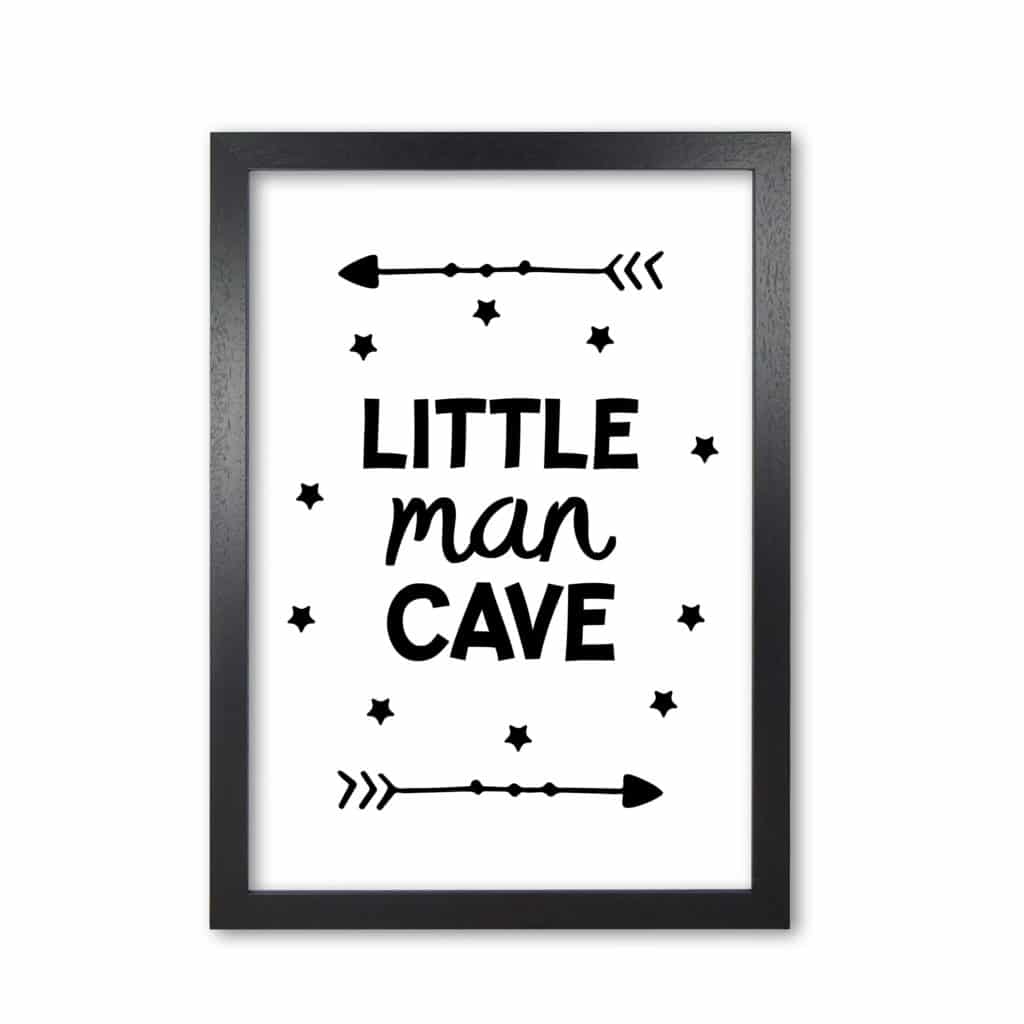 Little man cave black arrows modern fine art print, framed childrens nursey wall art poster