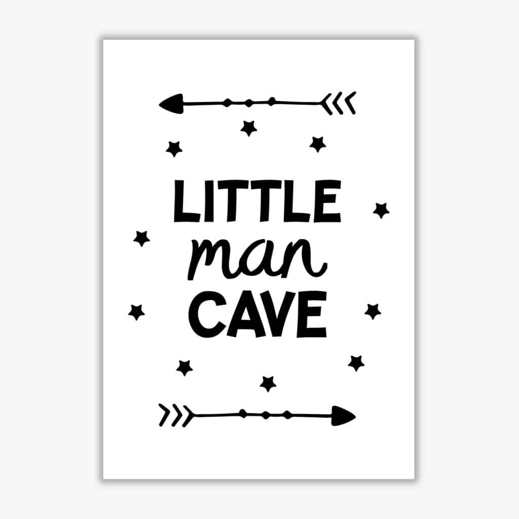 Little man cave black arrows modern fine art print, framed childrens nursey wall art poster