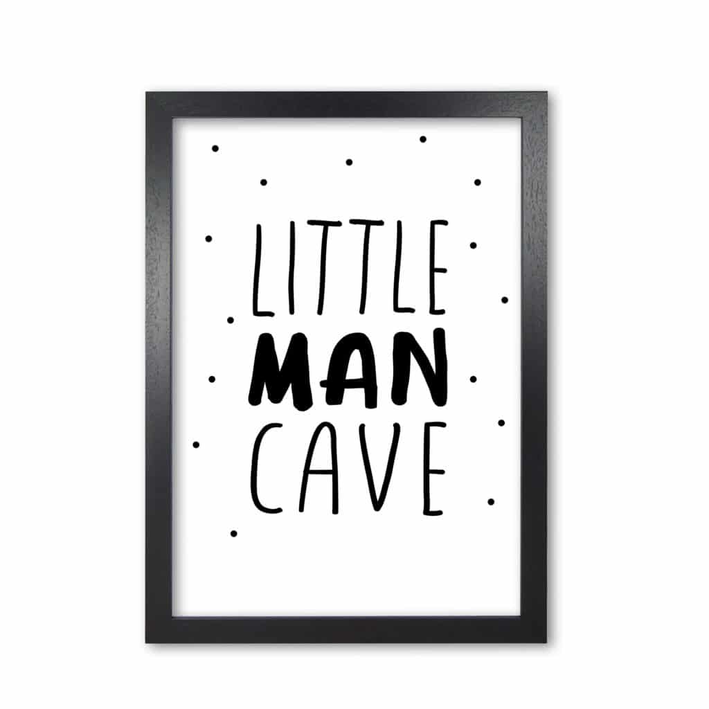 Little man cave black dots modern fine art print, framed childrens nursey wall art poster
