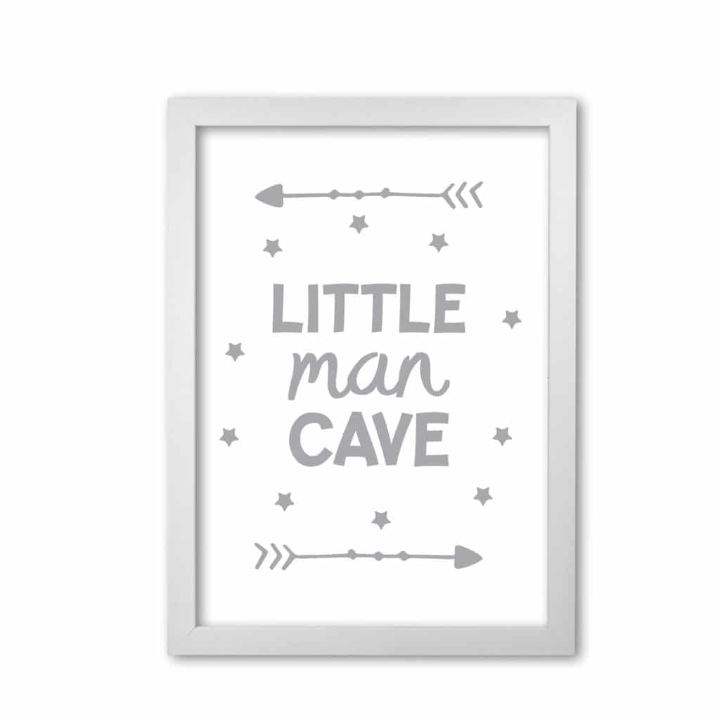 Little man cave grey arrows modern fine art print, framed childrens nursey wall art poster