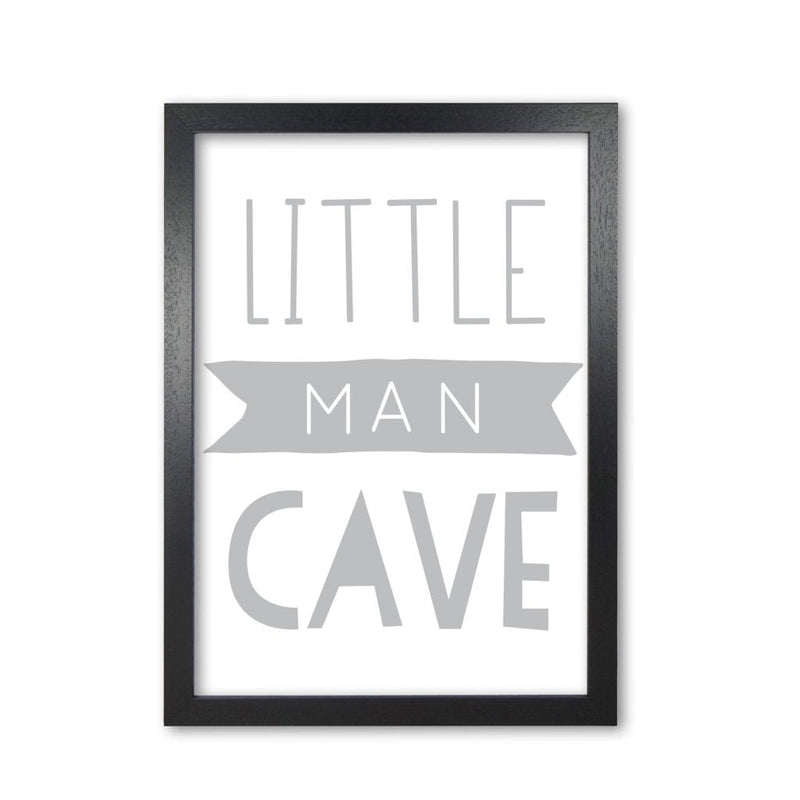 Little man cave grey banner modern fine art print, framed childrens nursey wall art poster