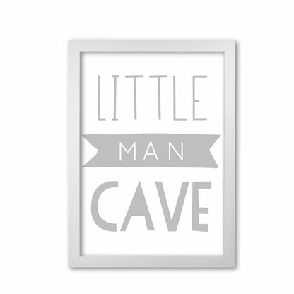 Little man cave grey banner modern fine art print, framed childrens nursey wall art poster