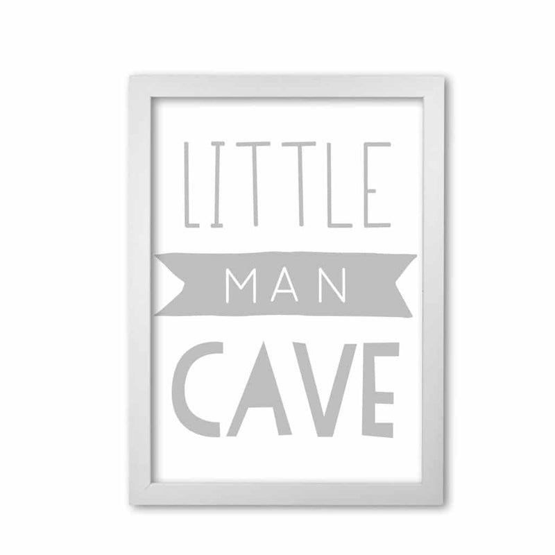 Little man cave grey banner modern fine art print, framed childrens nursey wall art poster