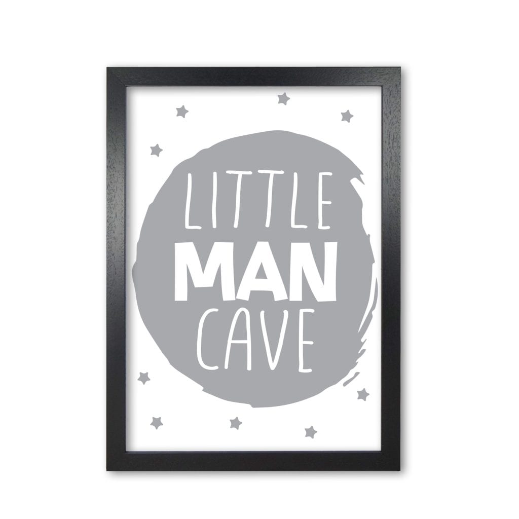 Little man cave grey circle modern fine art print, framed childrens nursey wall art poster