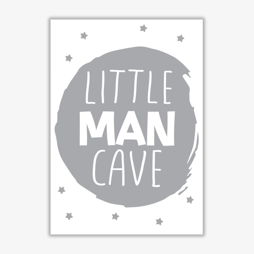 Little man cave grey circle modern fine art print, framed childrens nursey wall art poster