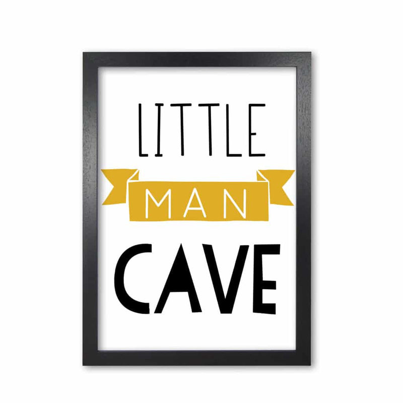 Little man cave mustard banner modern fine art print, framed childrens nursey wall art poster