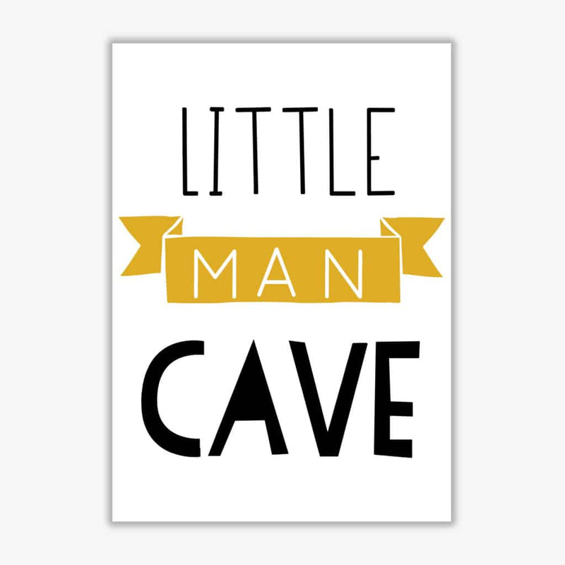 Little man cave mustard banner modern fine art print, framed childrens nursey wall art poster