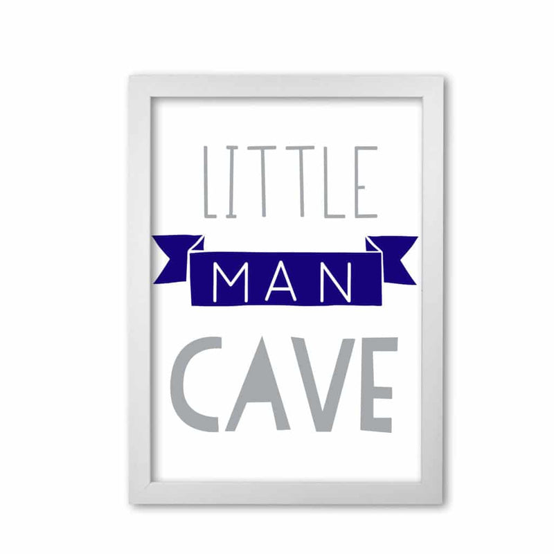 Little man cave navy banner modern fine art print, framed childrens nursey wall art poster