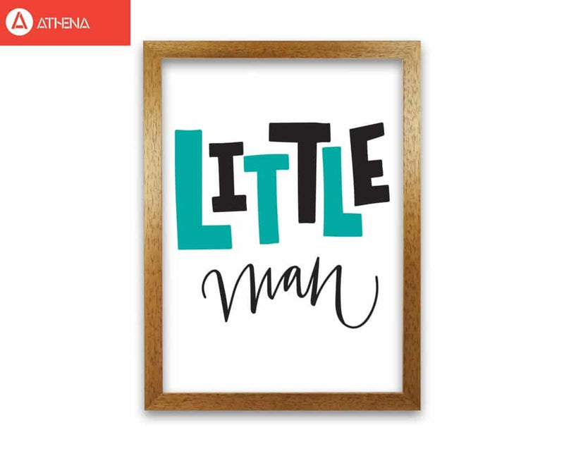 Little man teal and black modern fine art print, framed childrens nursey wall art poster