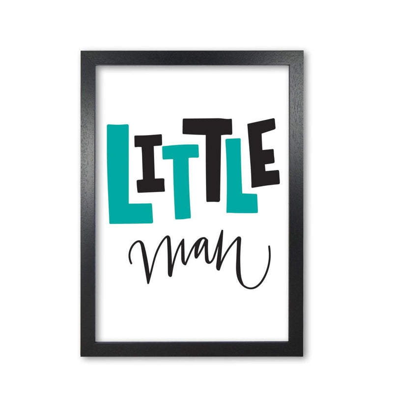 Little man teal and black modern fine art print, framed childrens nursey wall art poster