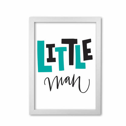 Little man teal and black modern fine art print, framed childrens nursey wall art poster