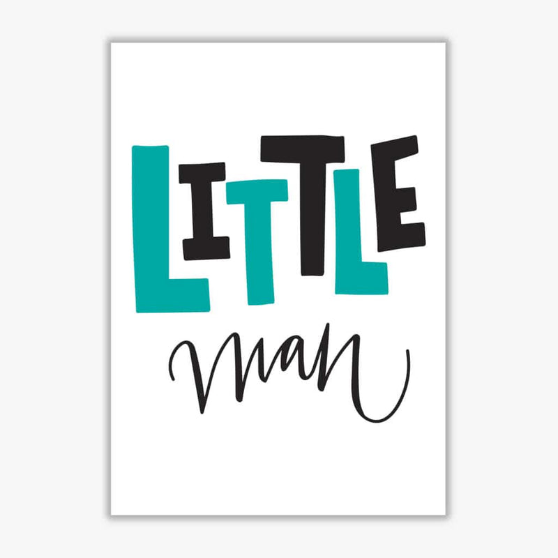 Little man teal and black modern fine art print, framed childrens nursey wall art poster