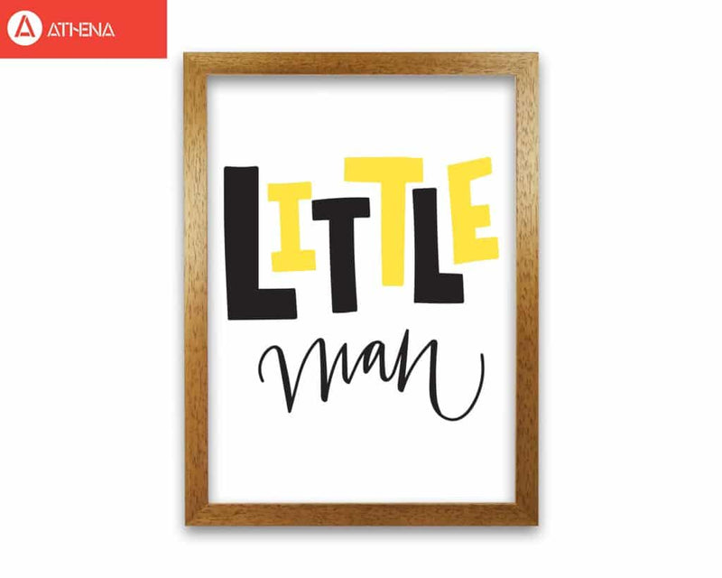 Little man yellow and black modern fine art print, framed childrens nursey wall art poster