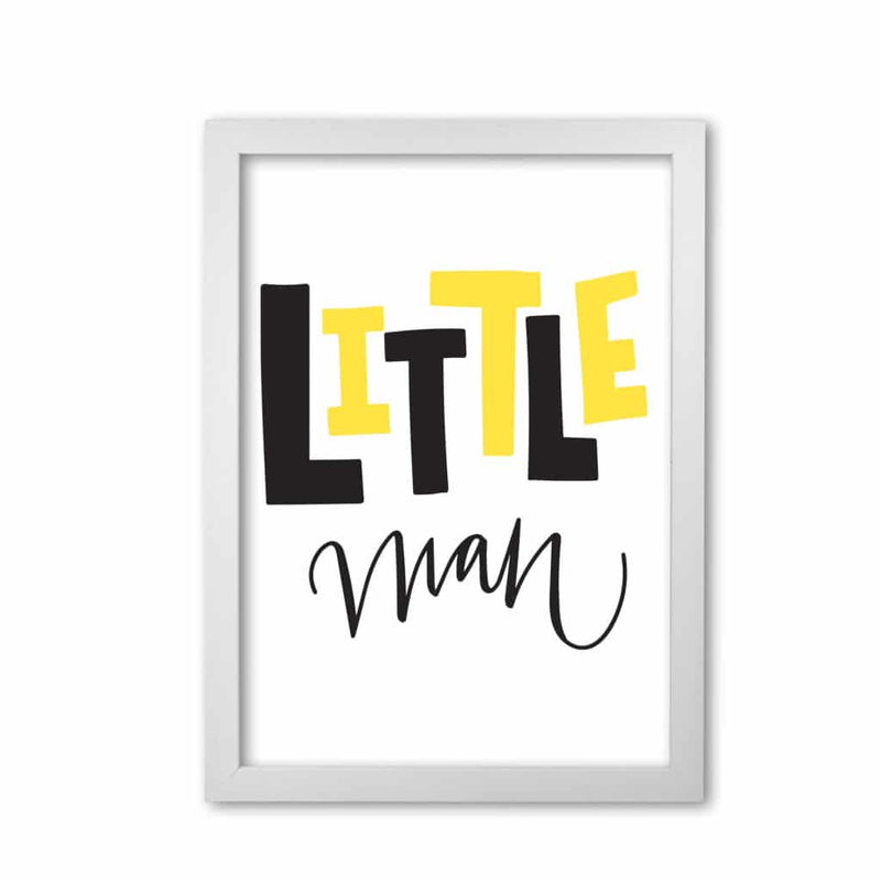 Little man yellow and black modern fine art print, framed childrens nursey wall art poster