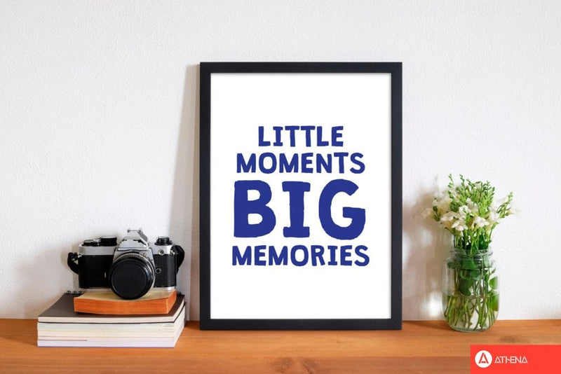 Little moments big memories navy modern fine art print, framed childrens nursey wall art poster