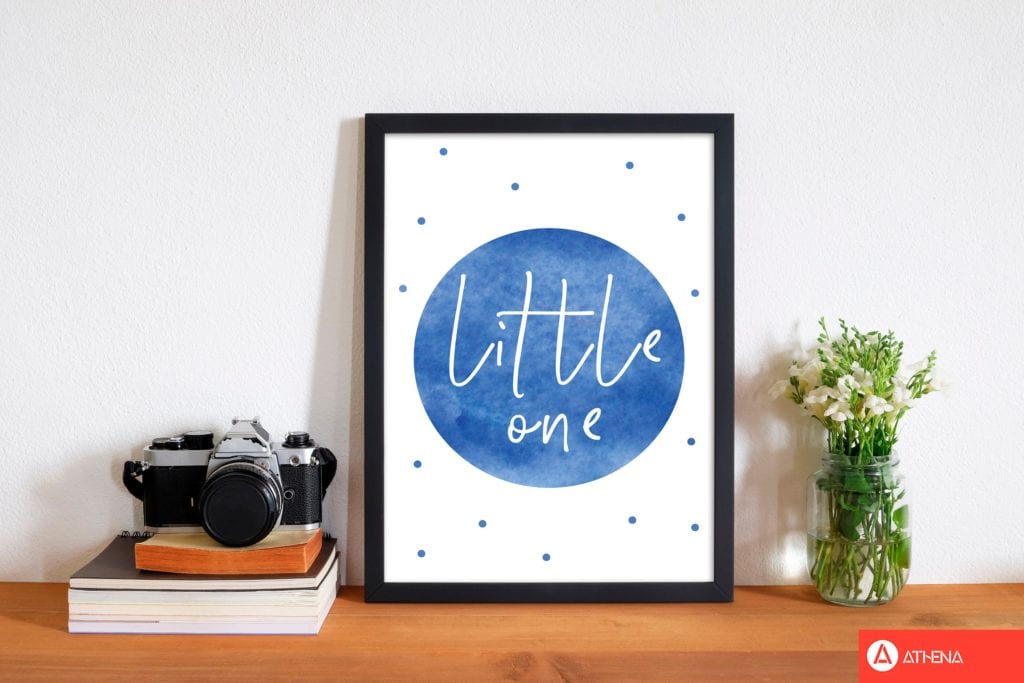Little one blue watercolour modern fine art print