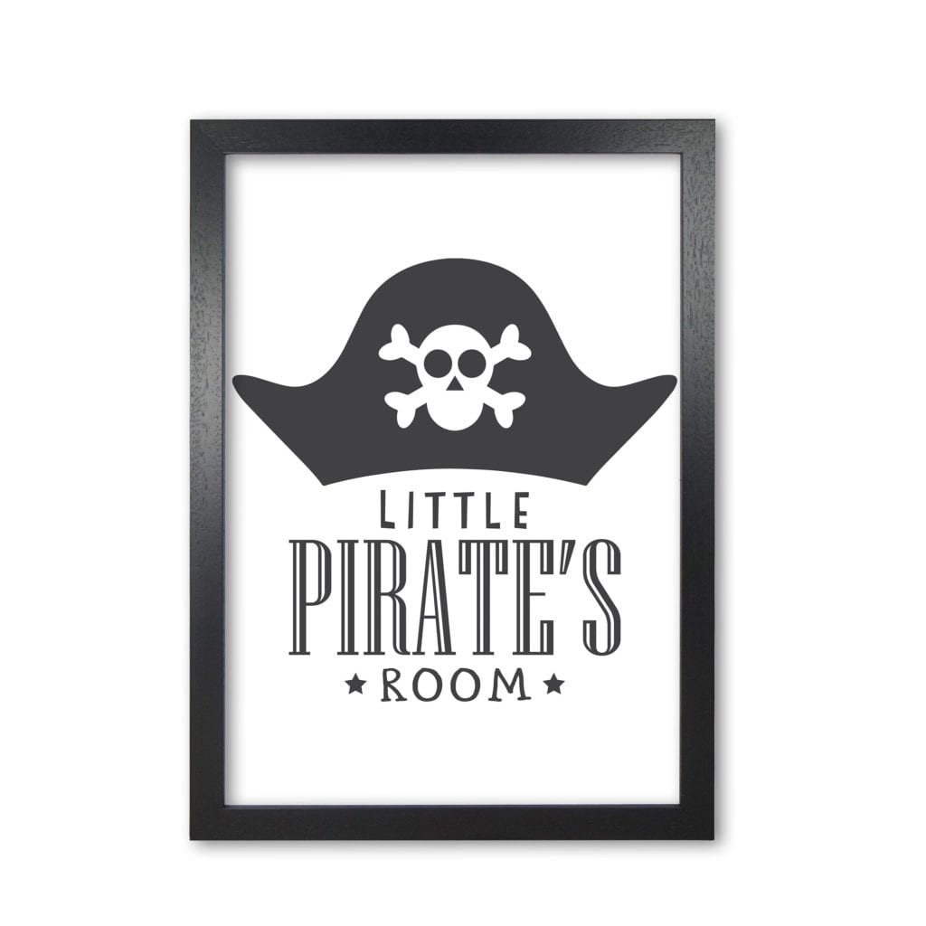 Little pirates room modern fine art print, framed childrens nursey wall art poster