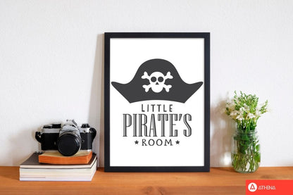 Little pirates room modern fine art print, framed childrens nursey wall art poster