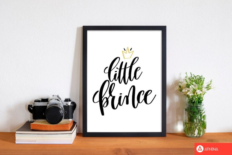 Little prince gold crown modern fine art print, framed childrens nursey wall art poster