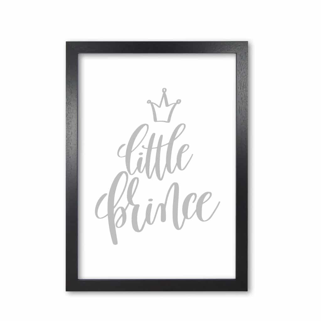 Little prince grey modern fine art print, framed childrens nursey wall art poster