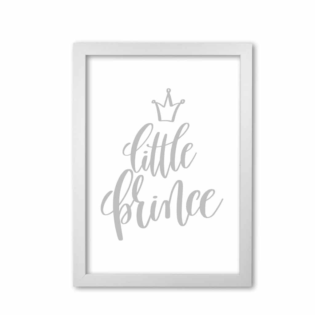 Little prince grey modern fine art print, framed childrens nursey wall art poster