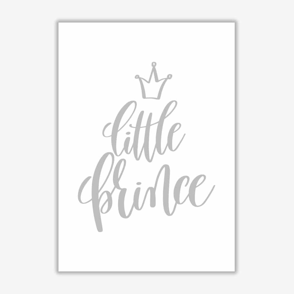 Little prince grey modern fine art print, framed childrens nursey wall art poster