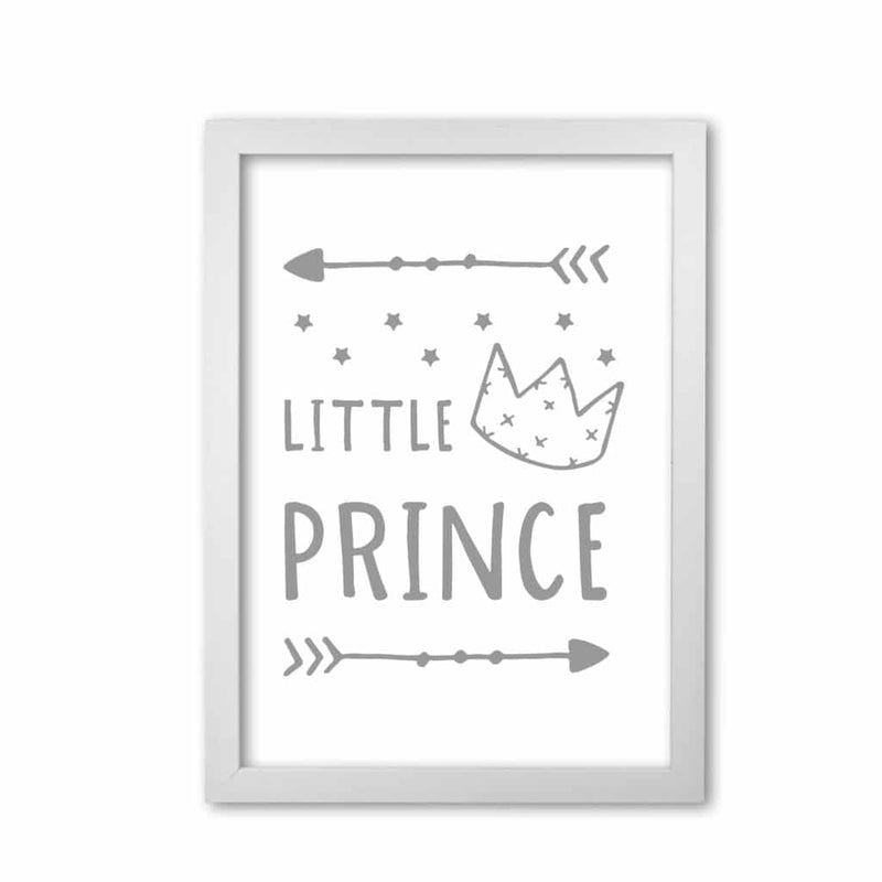 Little prince grey modern fine art print, framed childrens nursey wall art poster