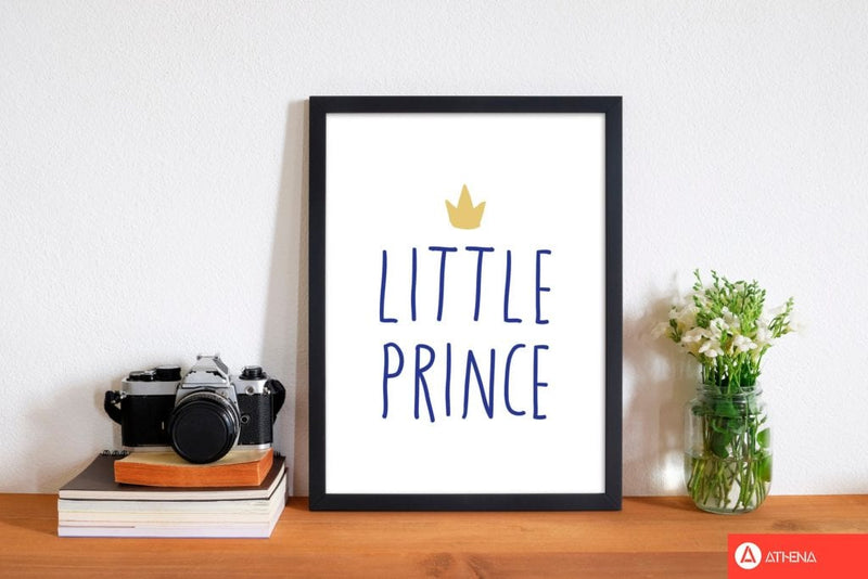 Little prince navy and gold modern fine art print, framed childrens nursey wall art poster