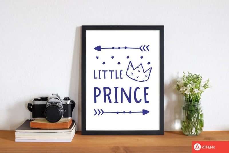 Little prince navy modern fine art print, framed childrens nursey wall art poster