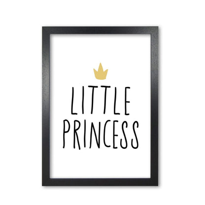 Little princess black and gold modern fine art print, framed childrens nursey wall art poster
