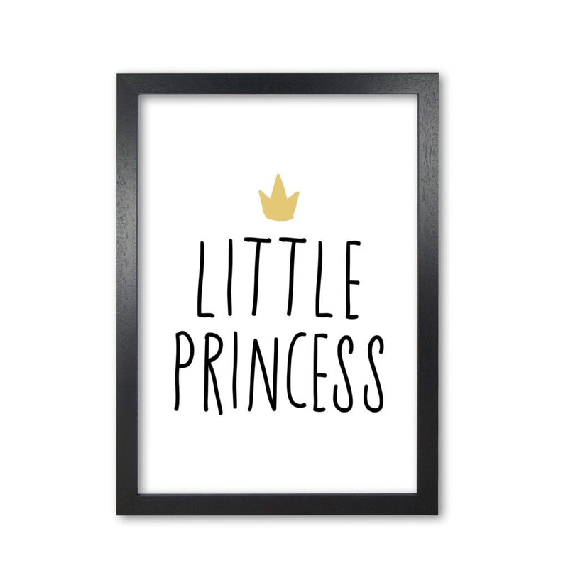 Little princess black and gold modern fine art print, framed childrens nursey wall art poster