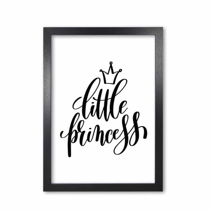 Little princess black modern fine art print, framed childrens nursey wall art poster