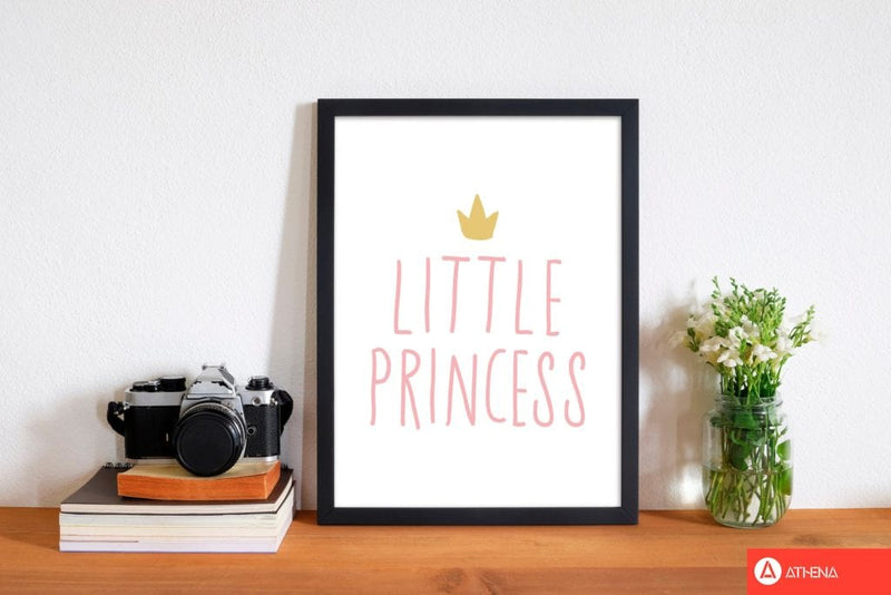 Little princess pink and gold modern fine art print, framed childrens nursey wall art poster