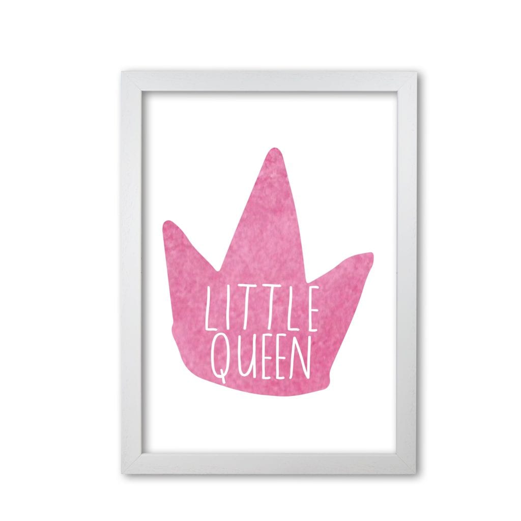 Little queen pink crown watercolour modern fine art print