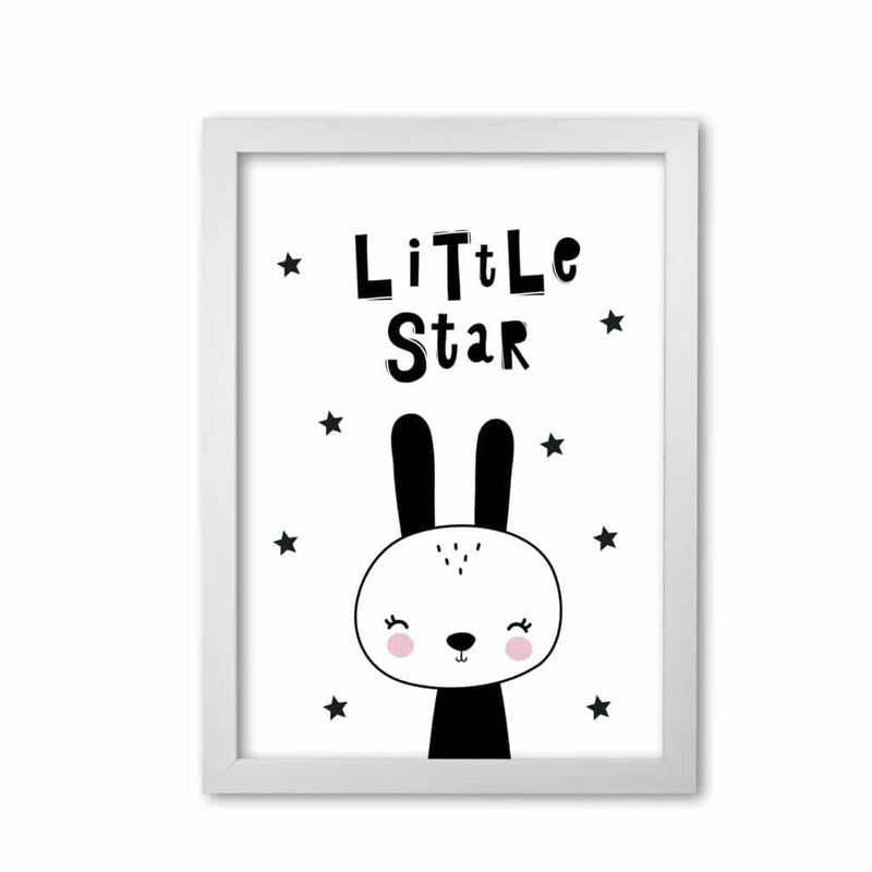 Little star bunny modern fine art print, framed childrens nursey wall art poster