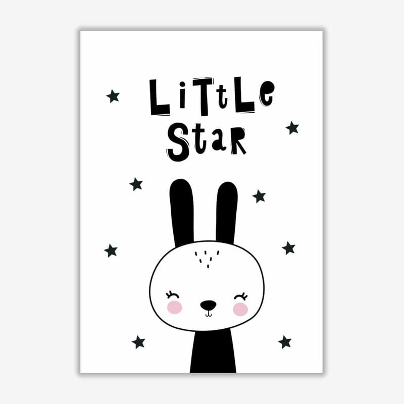 Little star bunny modern fine art print, framed childrens nursey wall art poster
