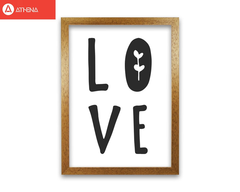 Love black modern fine art print, framed typography wall art