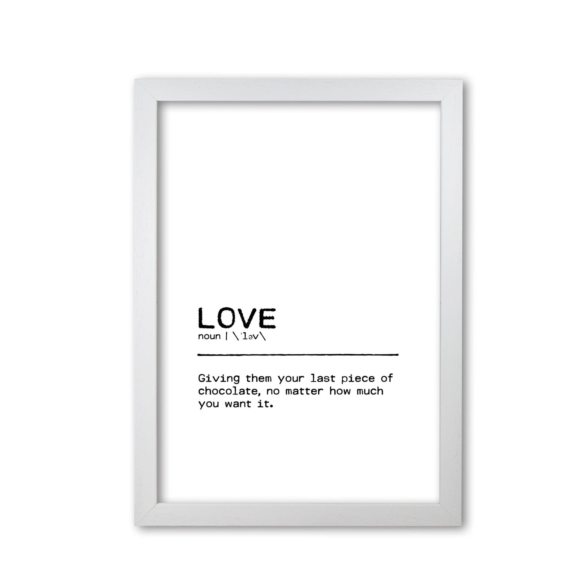 Love chocolate definition quote fine art print by orara studio