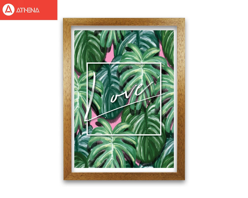 Love green leaves modern fine art print, framed botanical &