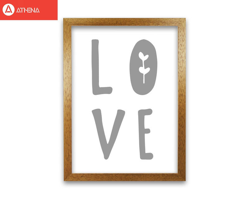 Love grey modern fine art print, framed typography wall art