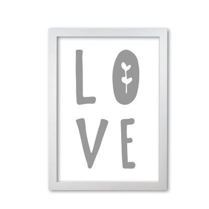 Love grey modern fine art print, framed typography wall art