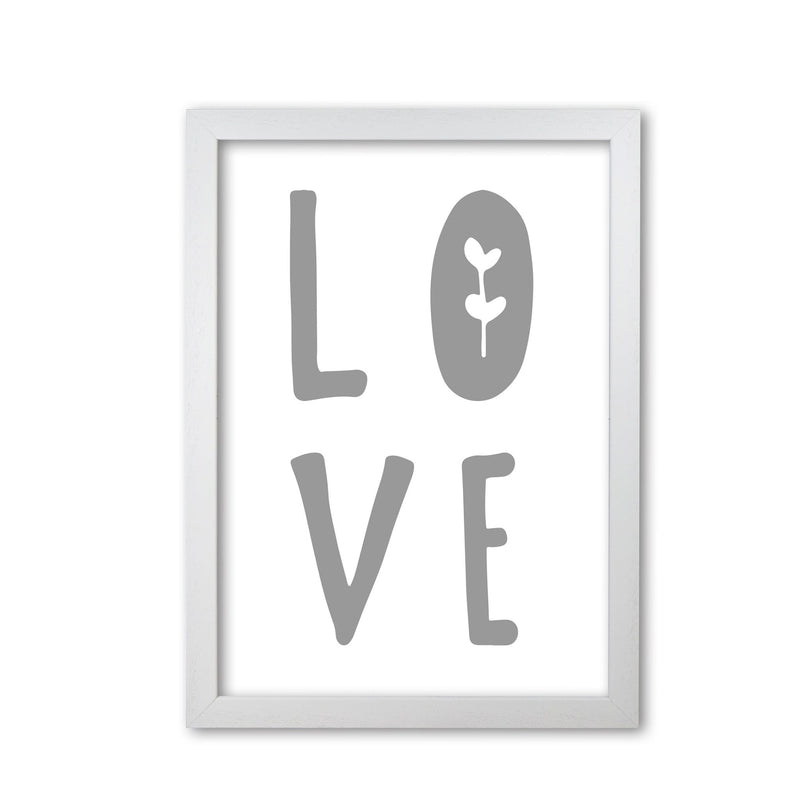 Love grey modern fine art print, framed typography wall art