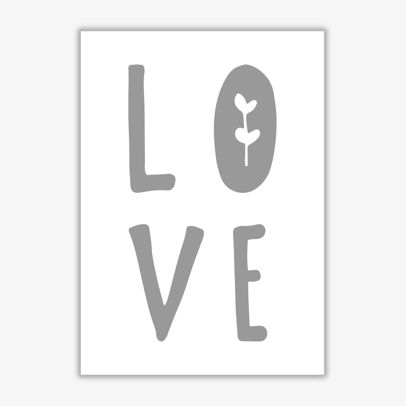 Love grey modern fine art print, framed typography wall art