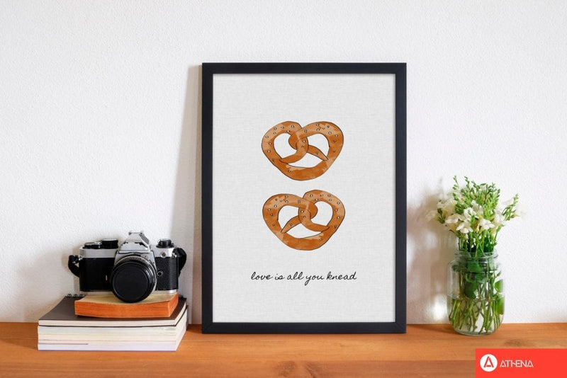 Love is all you knead fine art print by orara studio, framed kitchen wall art