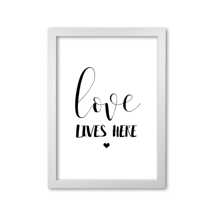 Love lives here modern fine art print, framed typography wall art