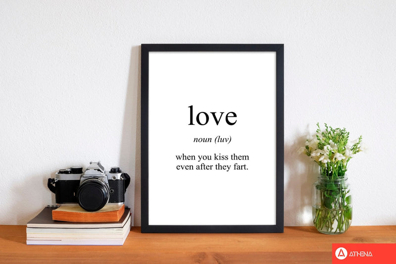 Love modern fine art print, framed typography wall art