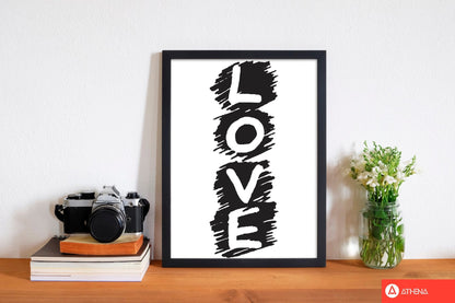 Love modern fine art print, framed typography wall art
