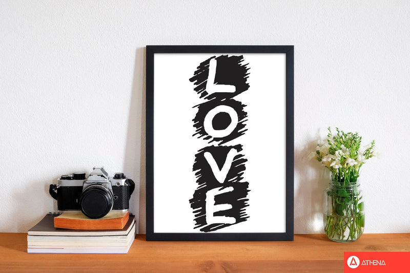 Love modern fine art print, framed typography wall art