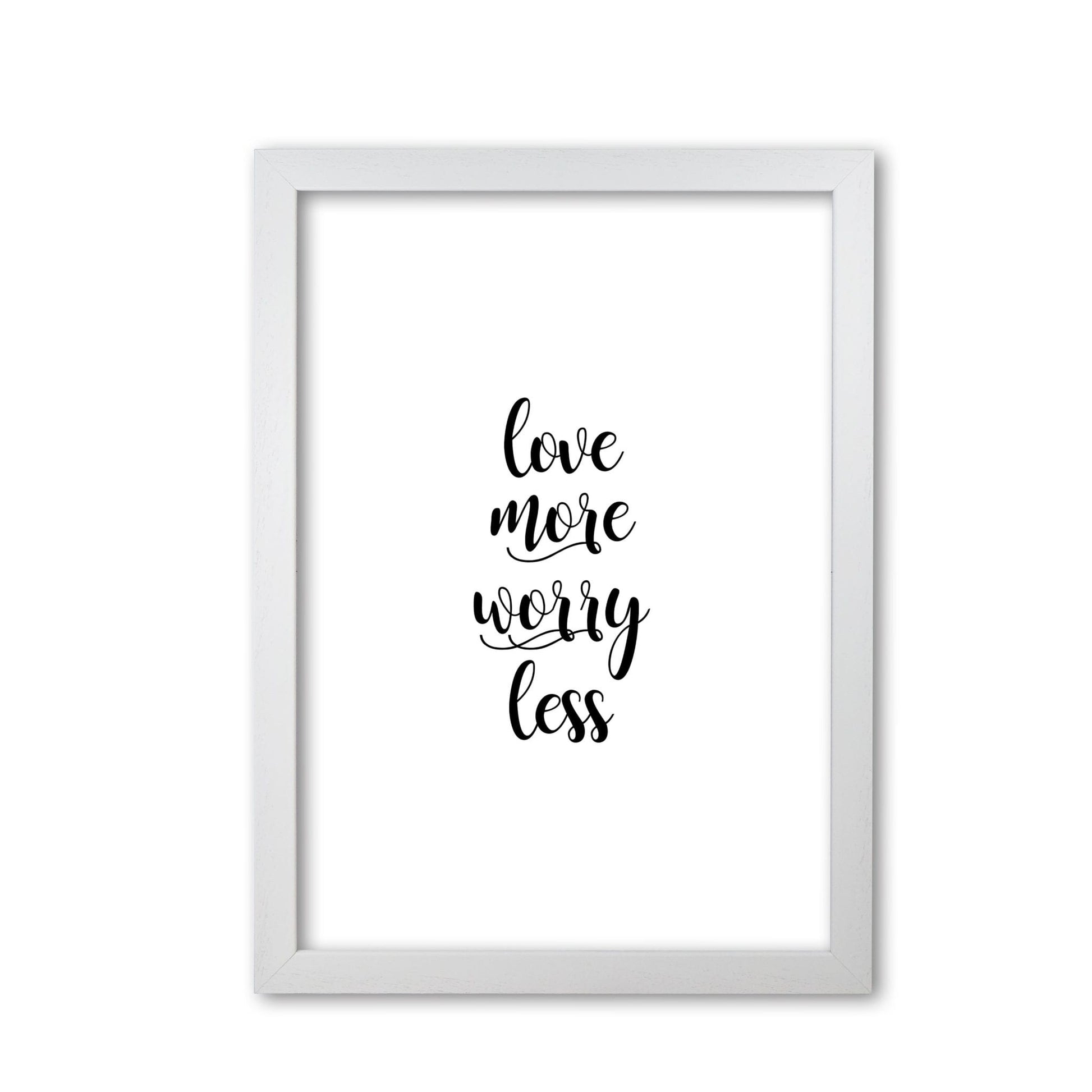 Love more worry less typography fine art print by orara studio